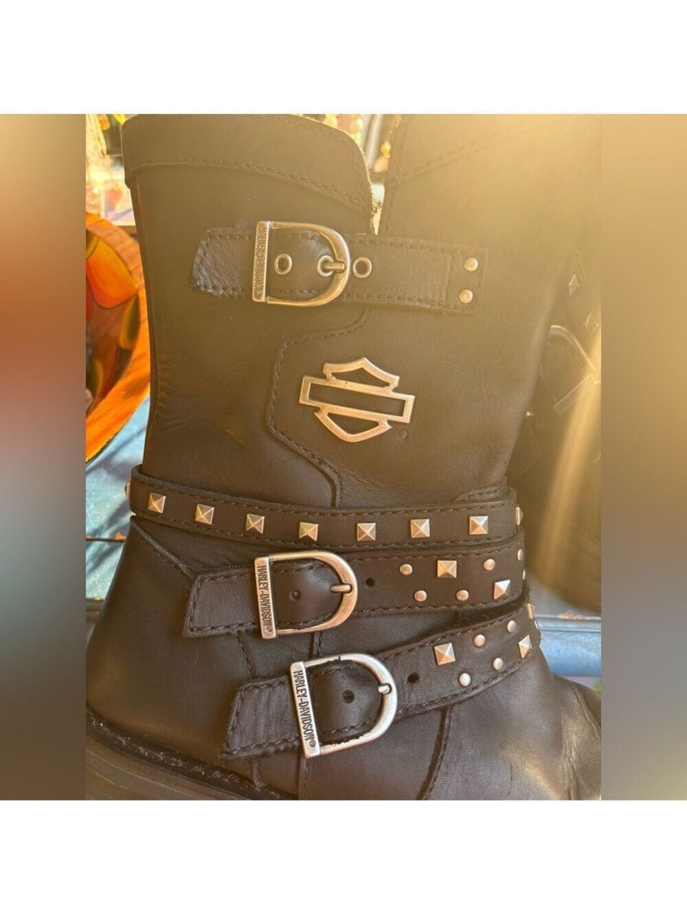 Harley-Davidson Women’s Leather Studded Motorcycle Boots • Size 9M • Biker Punk - Picture 11 of 16